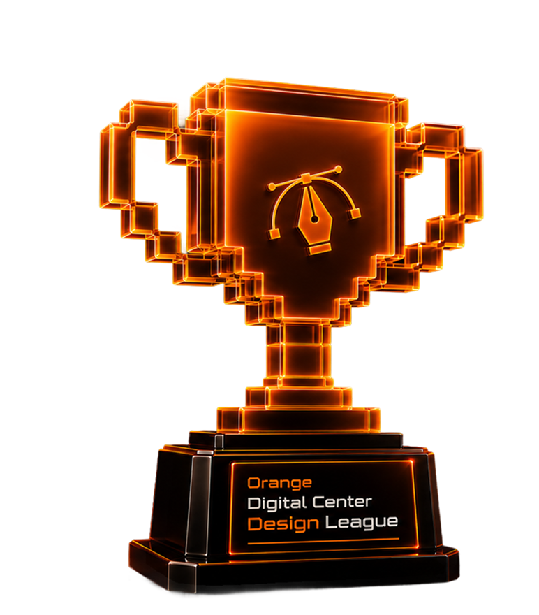 Trophée pixel-art lumineux de l'Orange Digital Center Design League